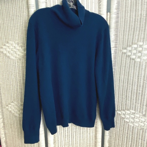 Orvis 100% Cashmere Sweater Blue Turtleneck Pullover Long Sleeve Women's L - Picture 1 of 6